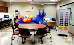 PT room with windows