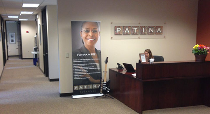 Receptionist desk at Patina Solutions